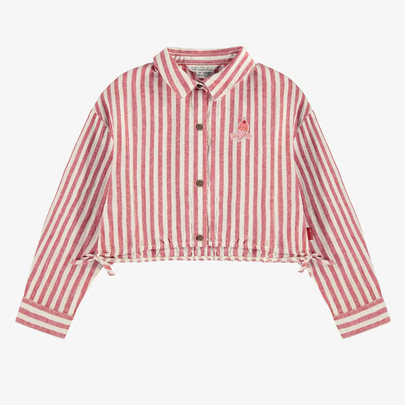 Red & Cream Striped Tie Shirt