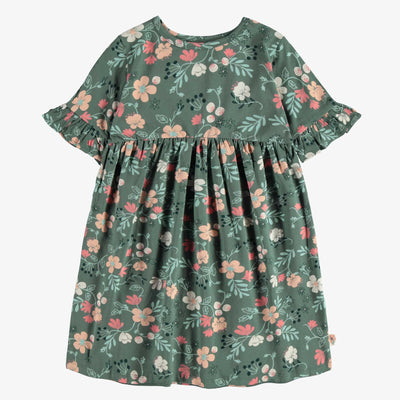 Floral Green Flared Dress