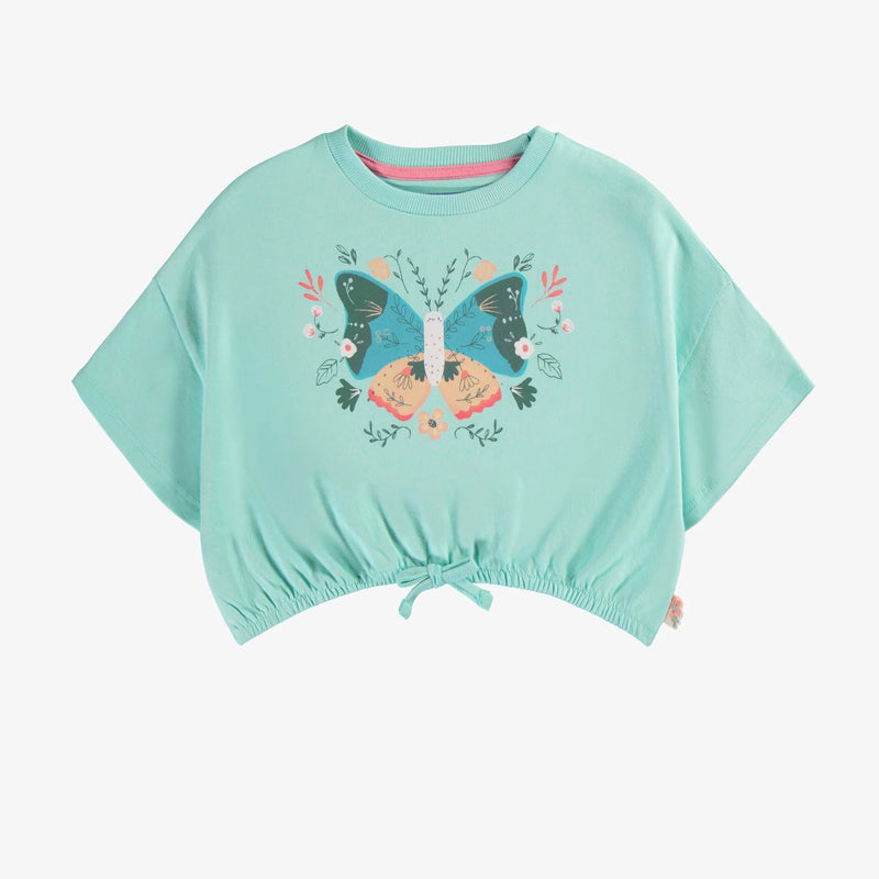 Blue Butterfly Gathered Tee
