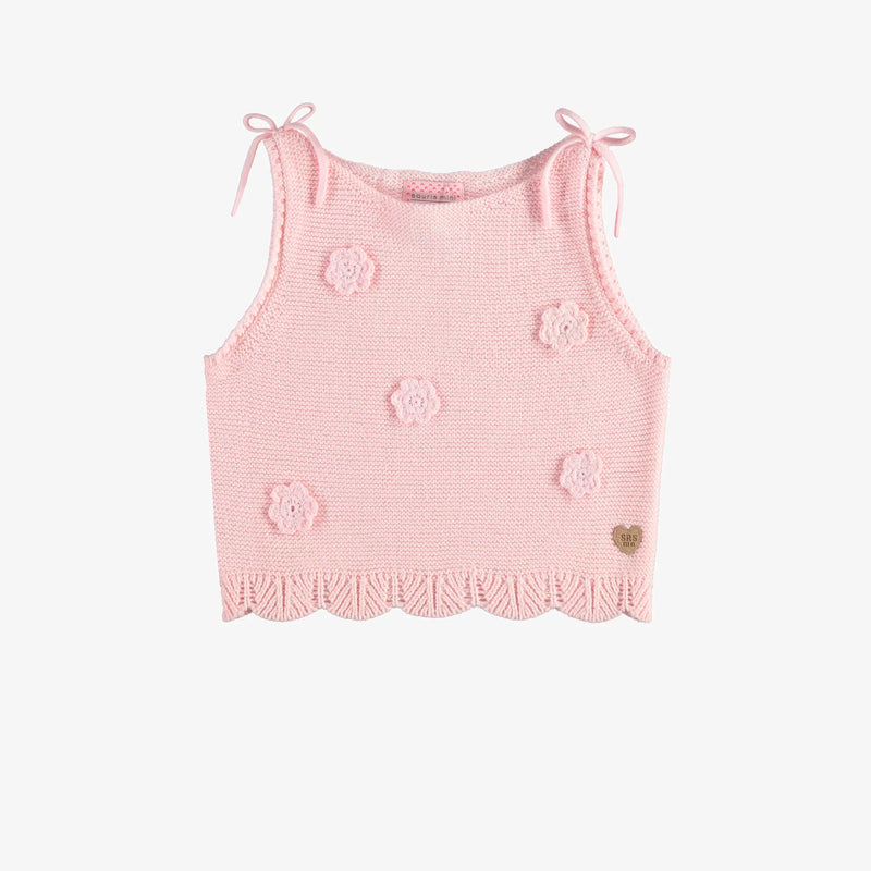 Pink Knit Camisole with Flowers