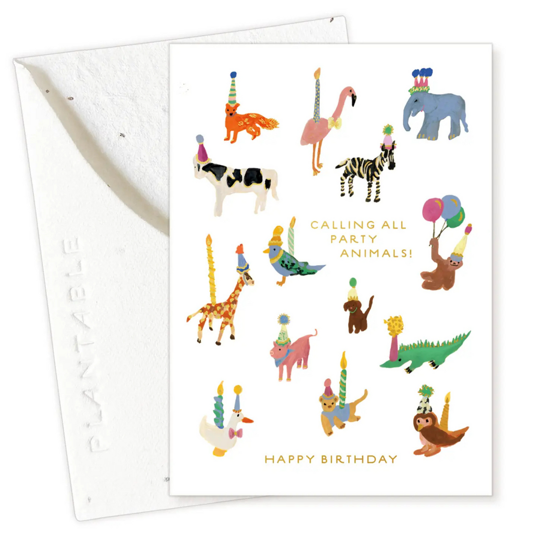 Animal Party Sprout - Mini Greeting Card