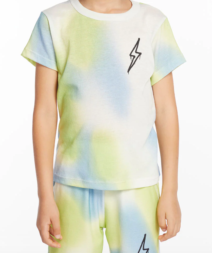 Lightning Bolt Blue & Green Spray Tee