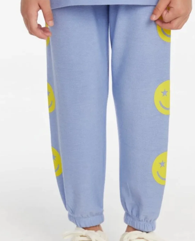 Blue Happy Face Sweats