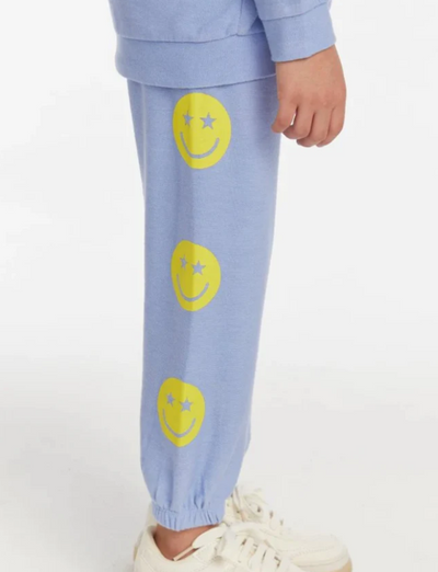 Blue Happy Face Sweats