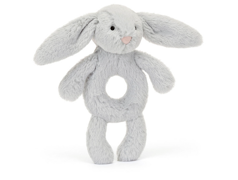 Bashful Grey Bunny Ring Rattle