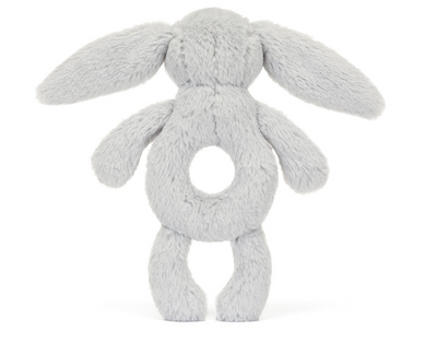 Bashful Grey Bunny Ring Rattle