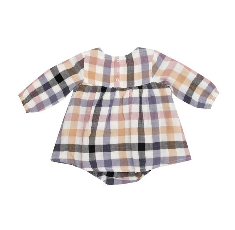 Harvest Plaid - Long Sleeve Smocked Ruffle Bubble w/ Skirt