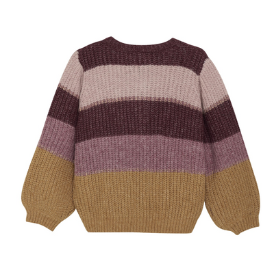 Organic Knit Cardigan - Purple and Brown Stripe