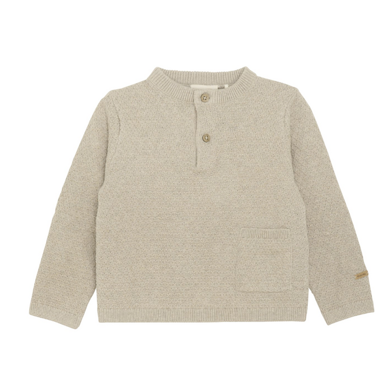 Organic Henley Knit Pullover - Gray