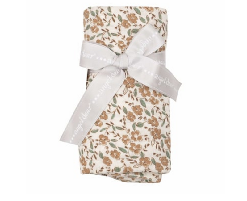 Bitty Brown Floral Muslin Swaddle