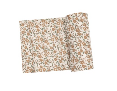 Bitty Brown Floral Muslin Swaddle