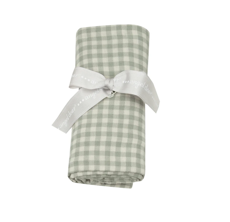 Green Gingham Muslin Swaddle