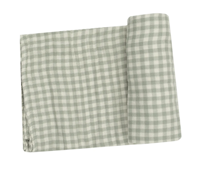 Green Gingham Muslin Swaddle