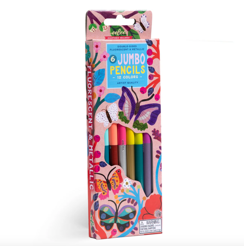 Butterflies 6 Jumbo Double-Sided Pencils