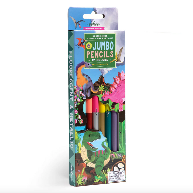 Dinosaur 6 Jumbo Double-Sided Pencils