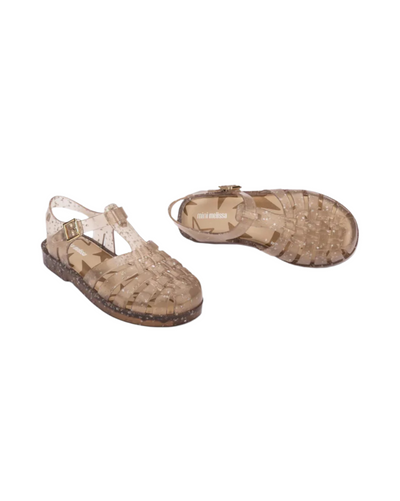 Mini Possession Jelly Sandals - Beige/Silver Glitter