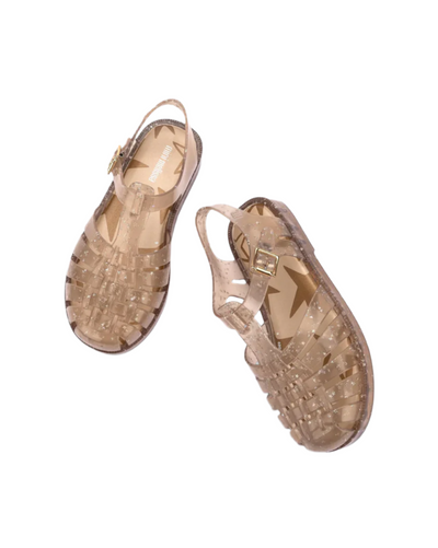 Mini Possession Jelly Sandals - Beige/Silver Glitter