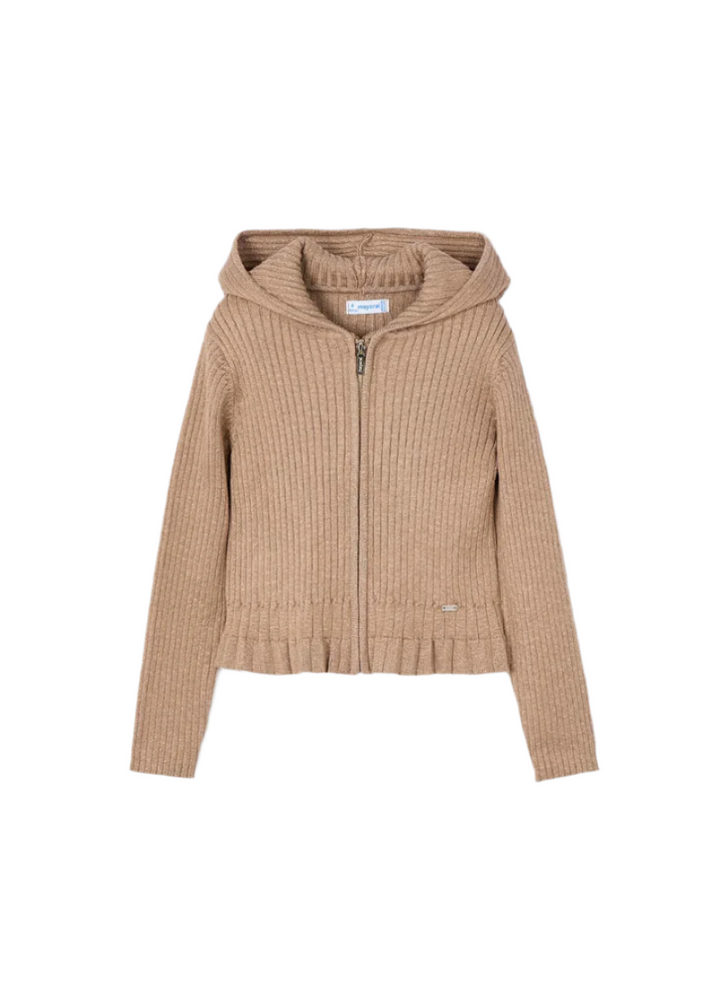 Knit Ribbed Hooded Cardigan