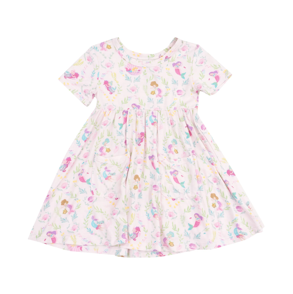 Short Sleeve Twirly Dress - Mermaids