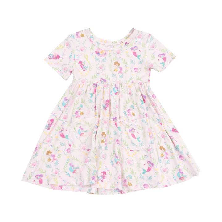 Short Sleeve Twirly Dress - Mermaids