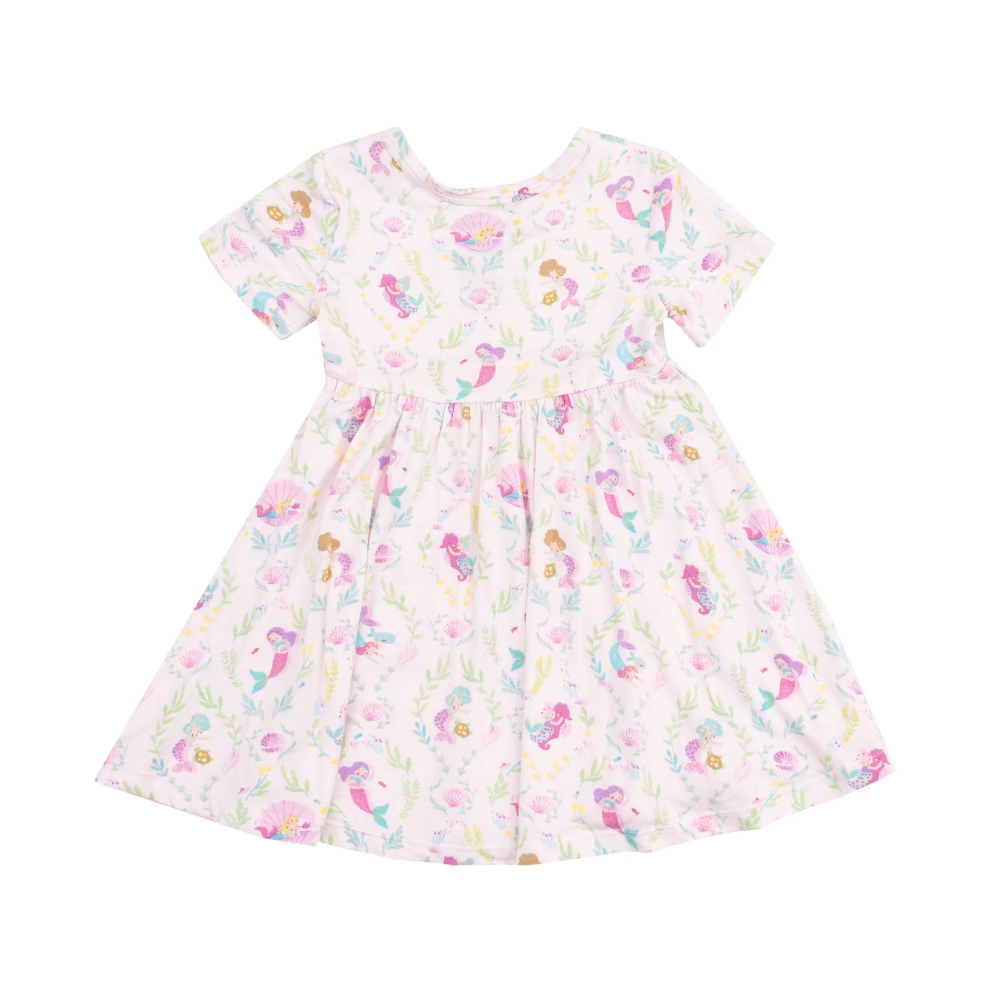 Short Sleeve Twirly Dress - Mermaids