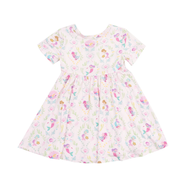 Short Sleeve Twirly Dress - Mermaids