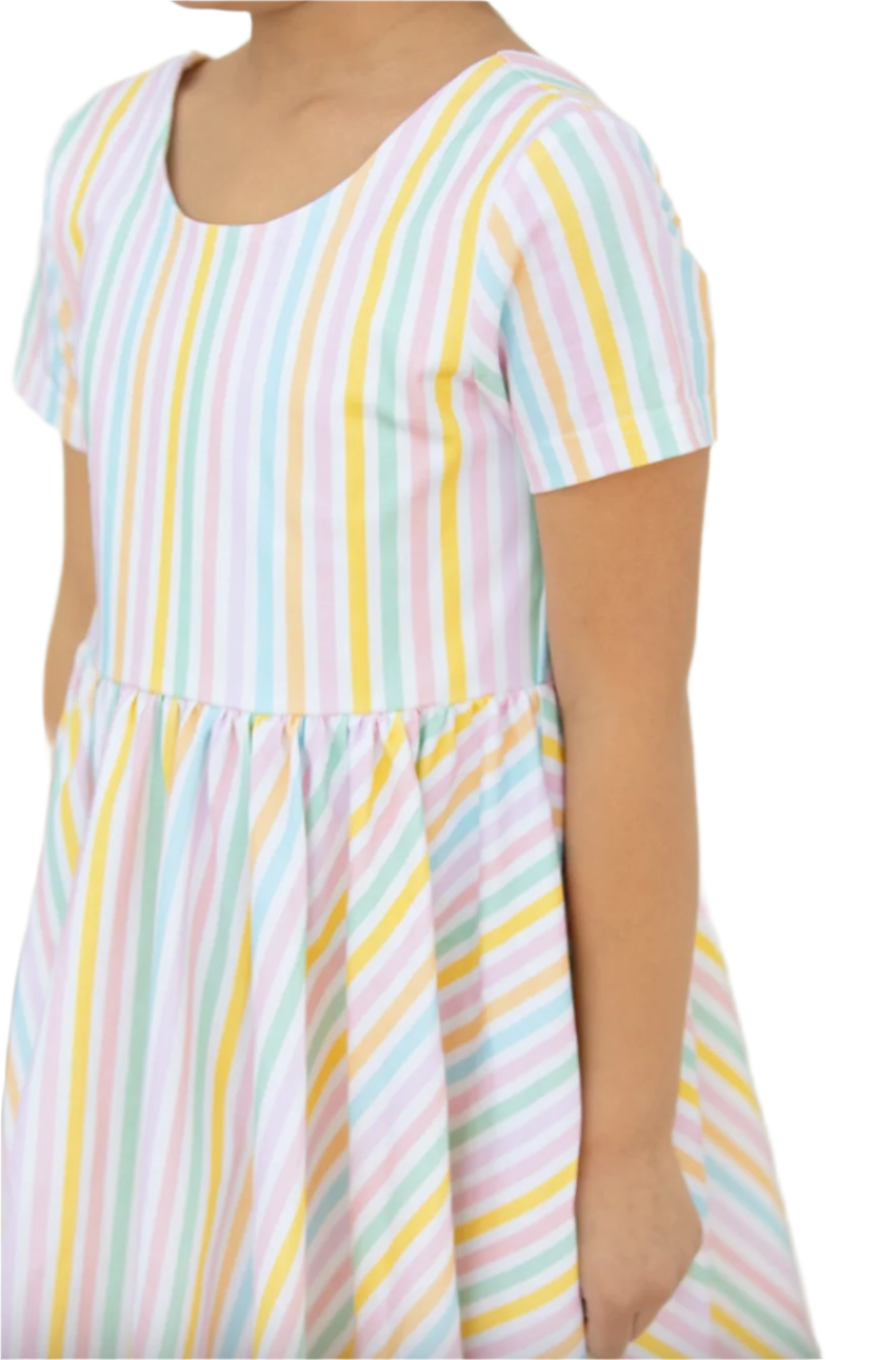 Classic Twirl Dress in Pastel Stripe