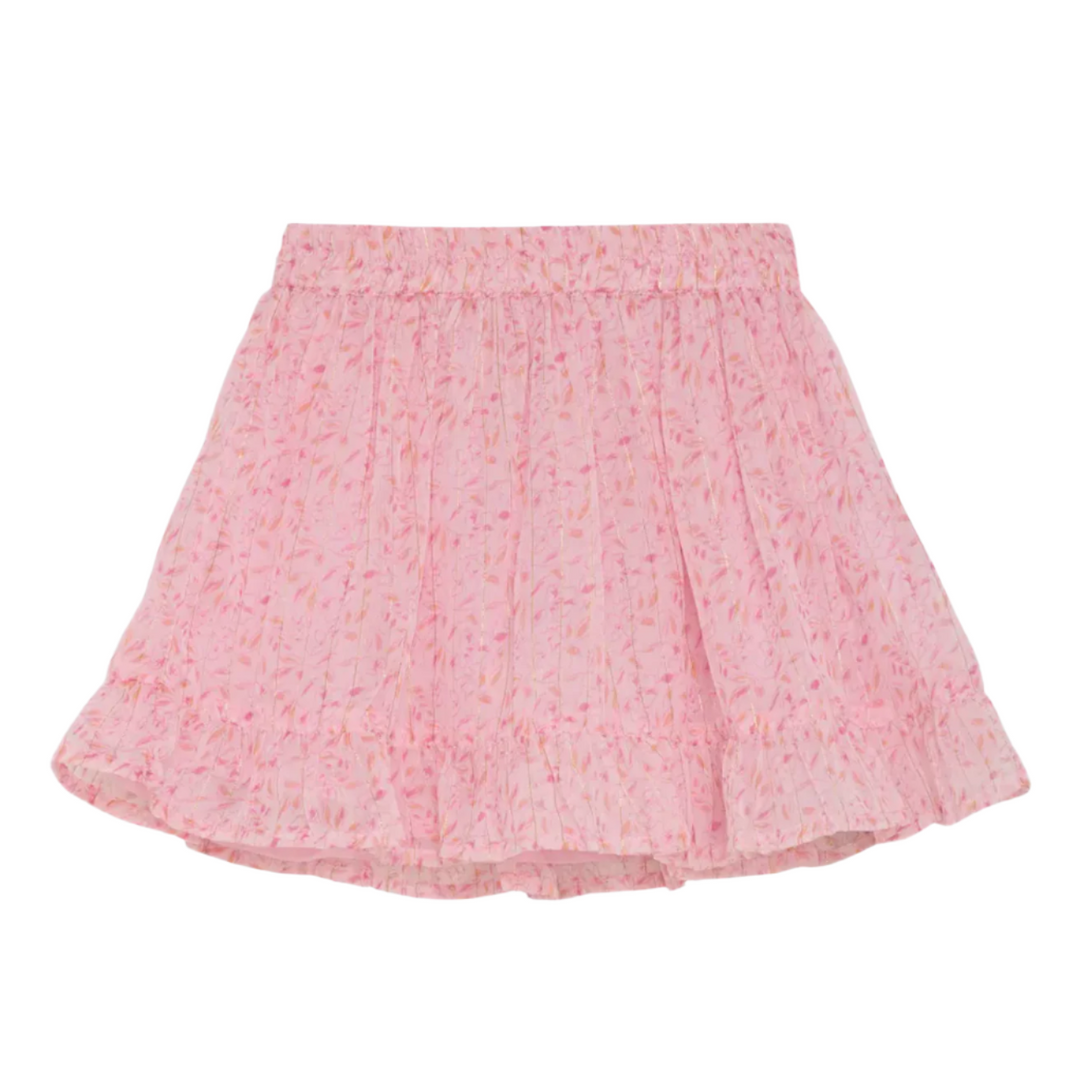 Pink Striped Ruffle Skirt