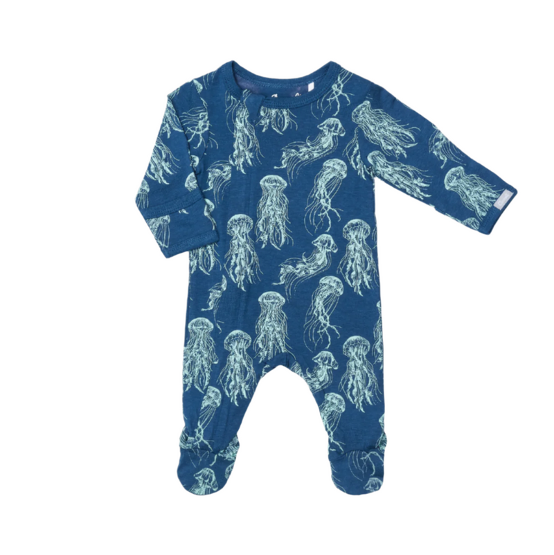 Cotton/Modal Zipper Footie - Jellyfish