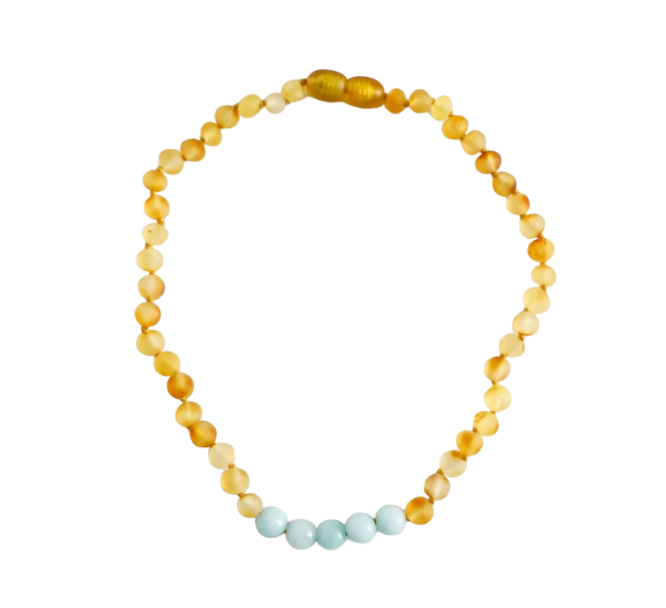 Raw Honey Baltic Amber + Amazonite || Necklace