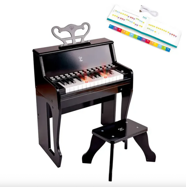 Learn With Lights Black Piano w/ Stool