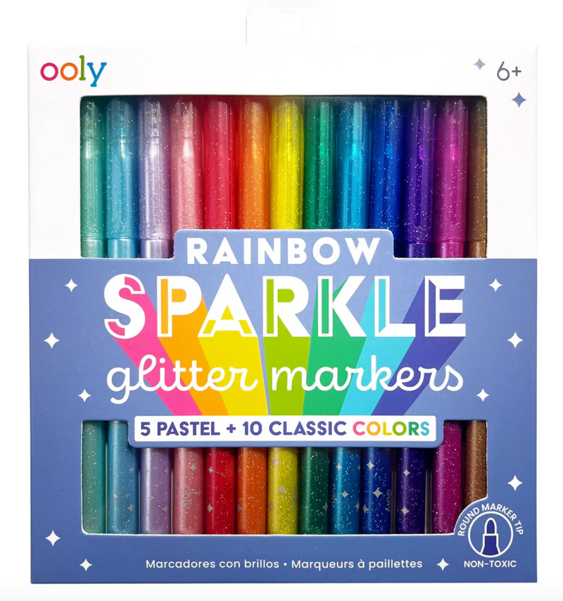 Rainbow Sparkle Glitter Markers (Set of 15)