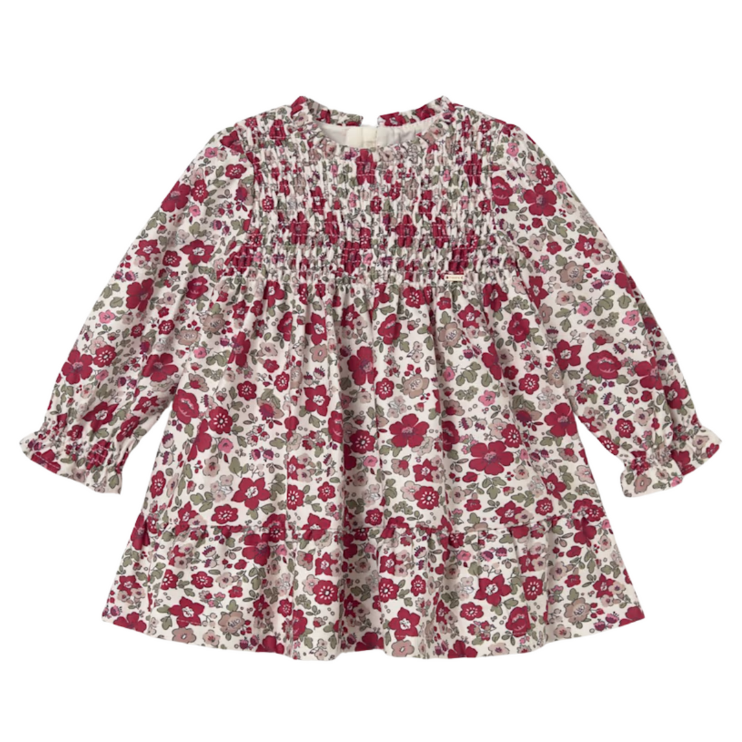 Smocked Floral Velvet Dress