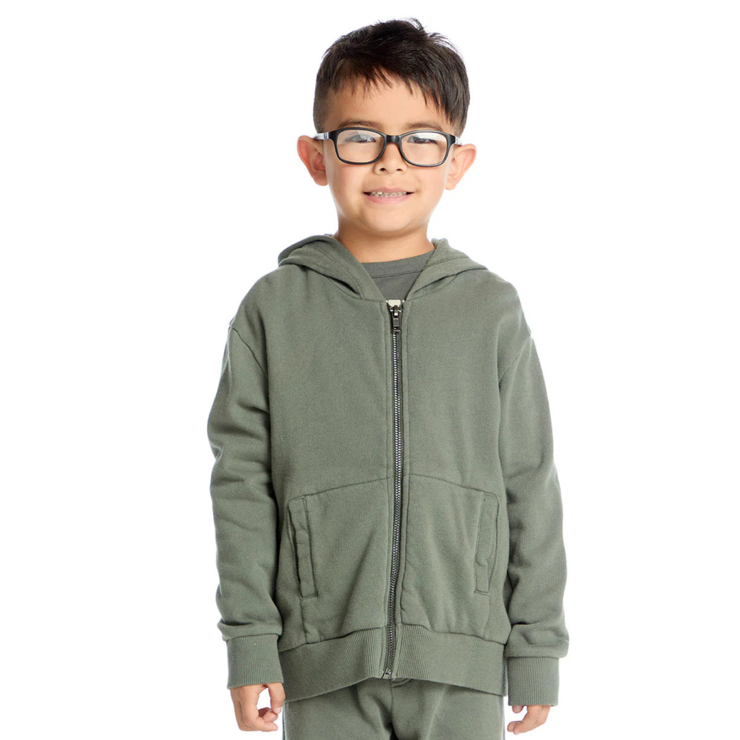 Cotton Zip-Up Hoodie - Safari