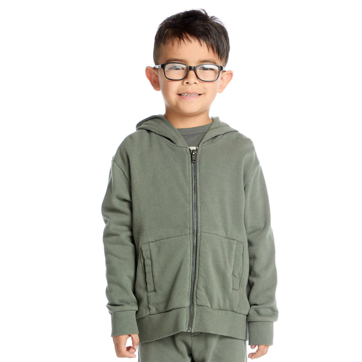 Cotton Zip-Up Hoodie - Safari