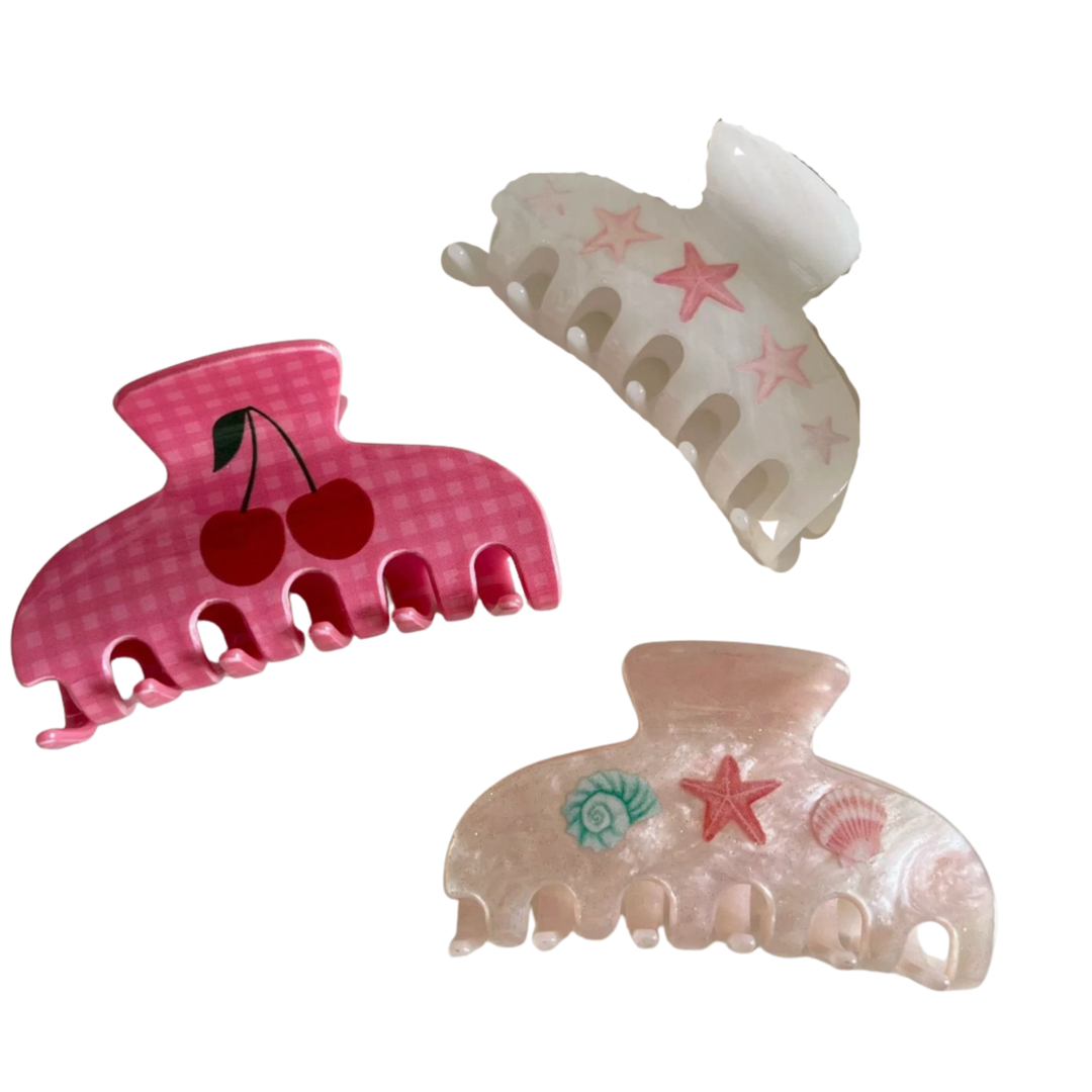 Seashell, Stars & Cherries Claw Clip