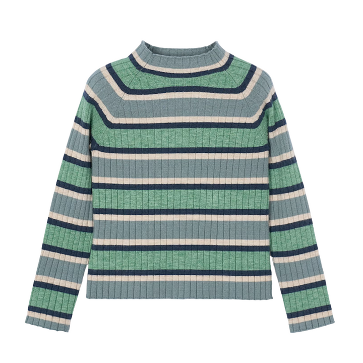 Mock Neck Striped Sweater
