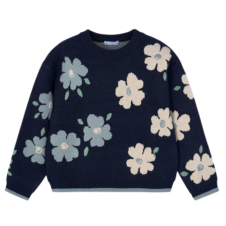Two-Tone Floral Sweater