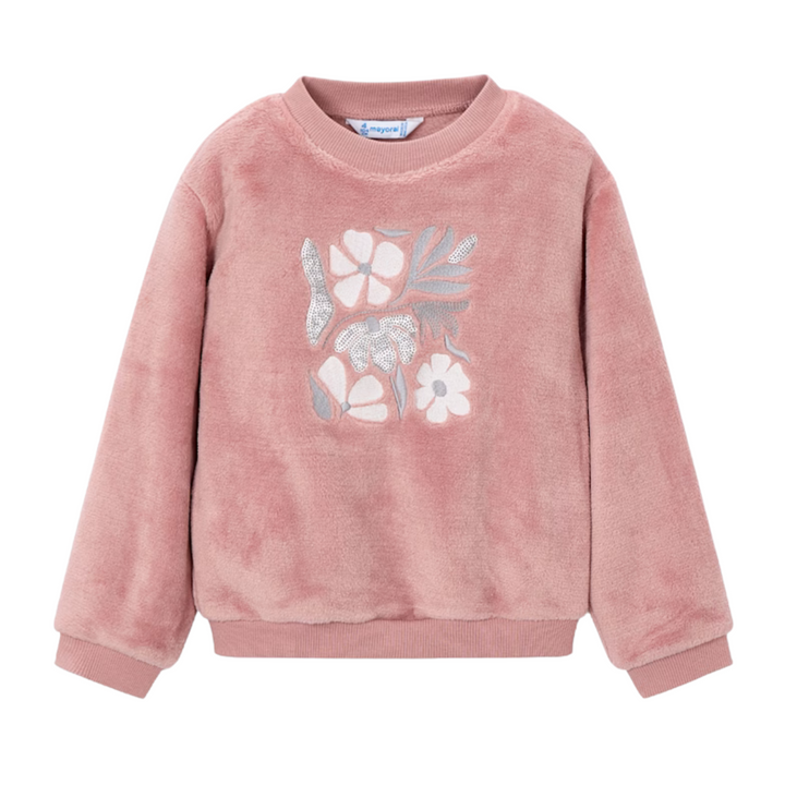 Floral Faux-Fur Sweatshirt