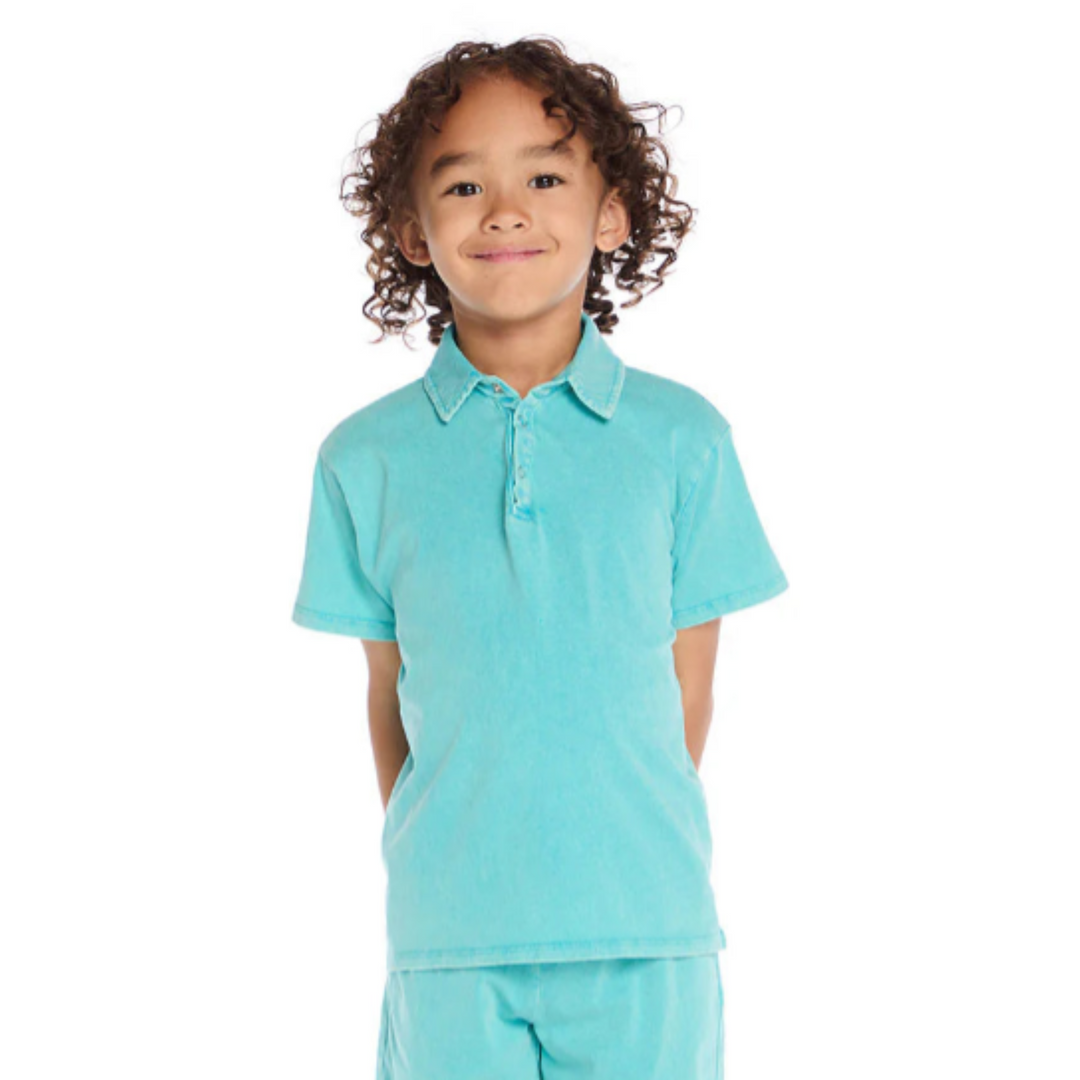Cotton Jersey Polo - Aqua Teal