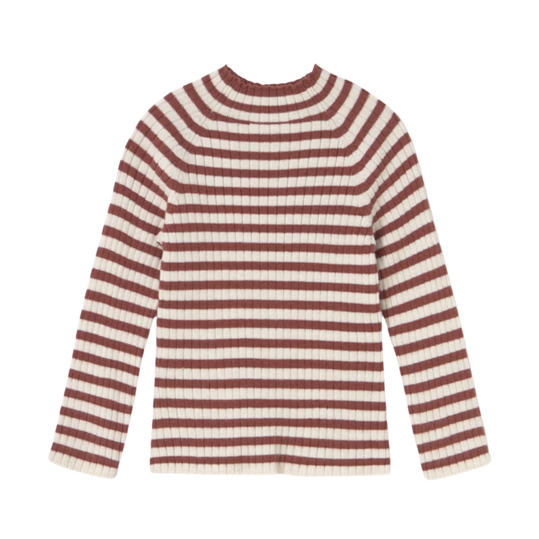 Striped Knit Mock Neck