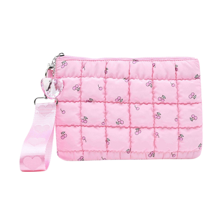Quilted Scrunchies Cherry Printed Wristlet
