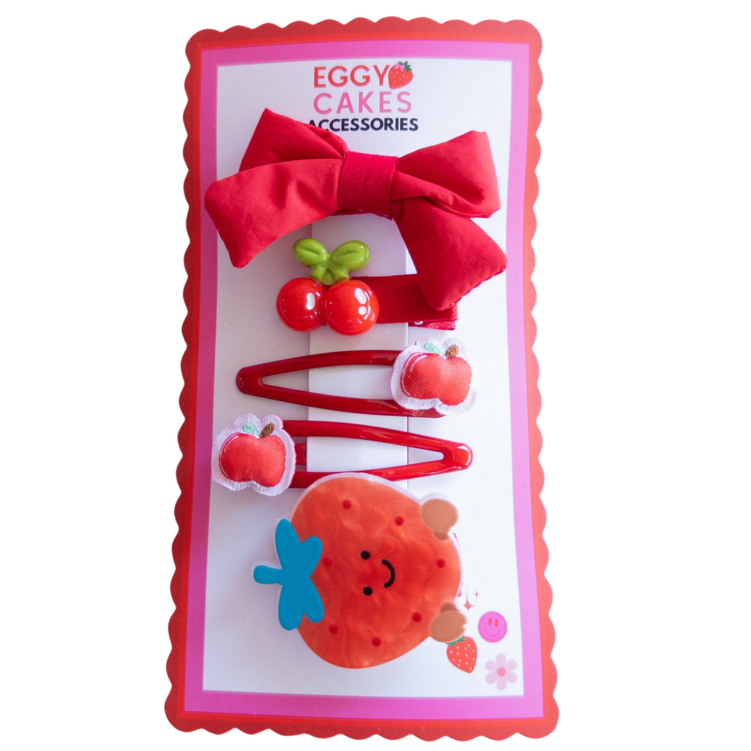 Strawberry Puffy Bow Set