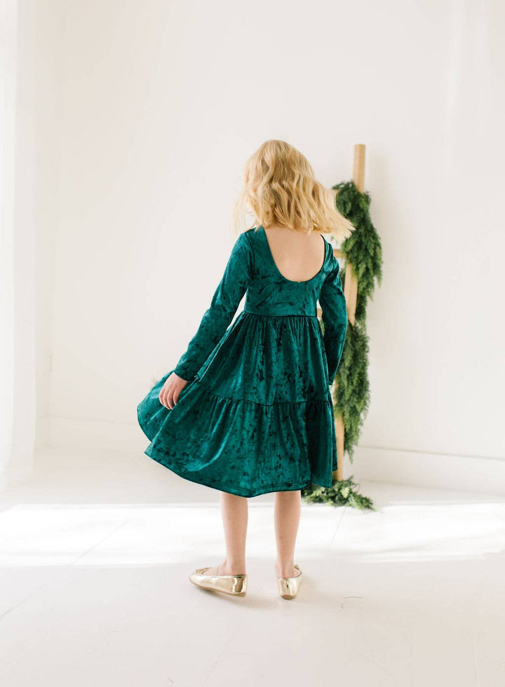 Gwendolyn Ruffle Dress in Crushed Green