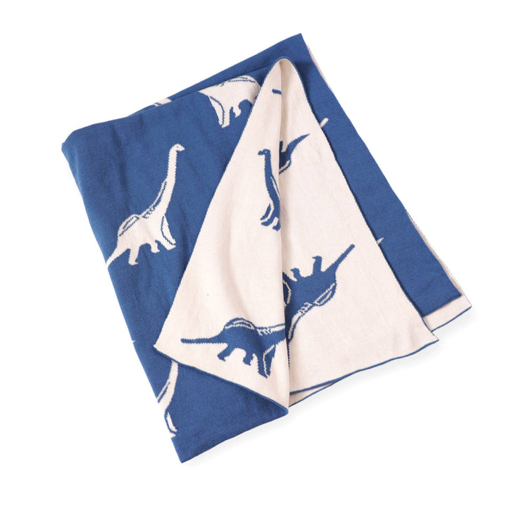 Reversible Knit Baby Blanket - Dinosaurs
