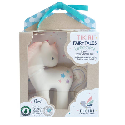 Unicorn Rubber Rattle with Crinkle Tail