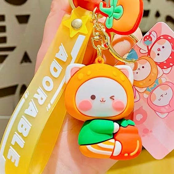 Fruit Cat Key Charm w/ Wristlet