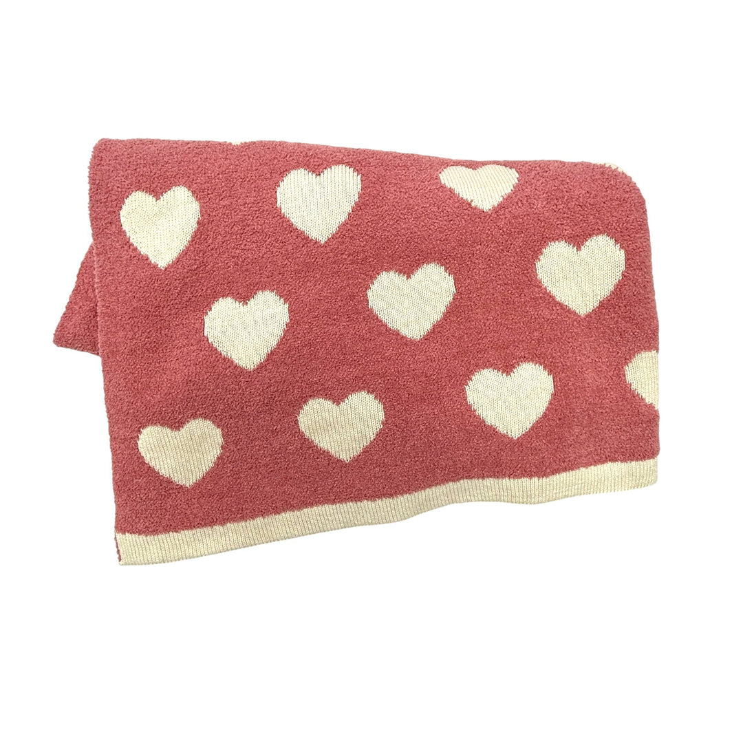 Fuzzy Heart Organic Knit Baby Blanket