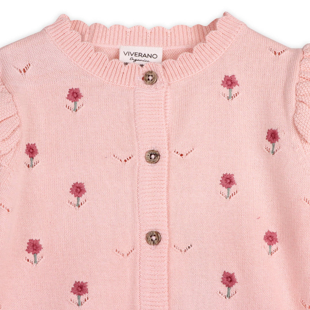 Floral Embroidered Pointelle Cardigan