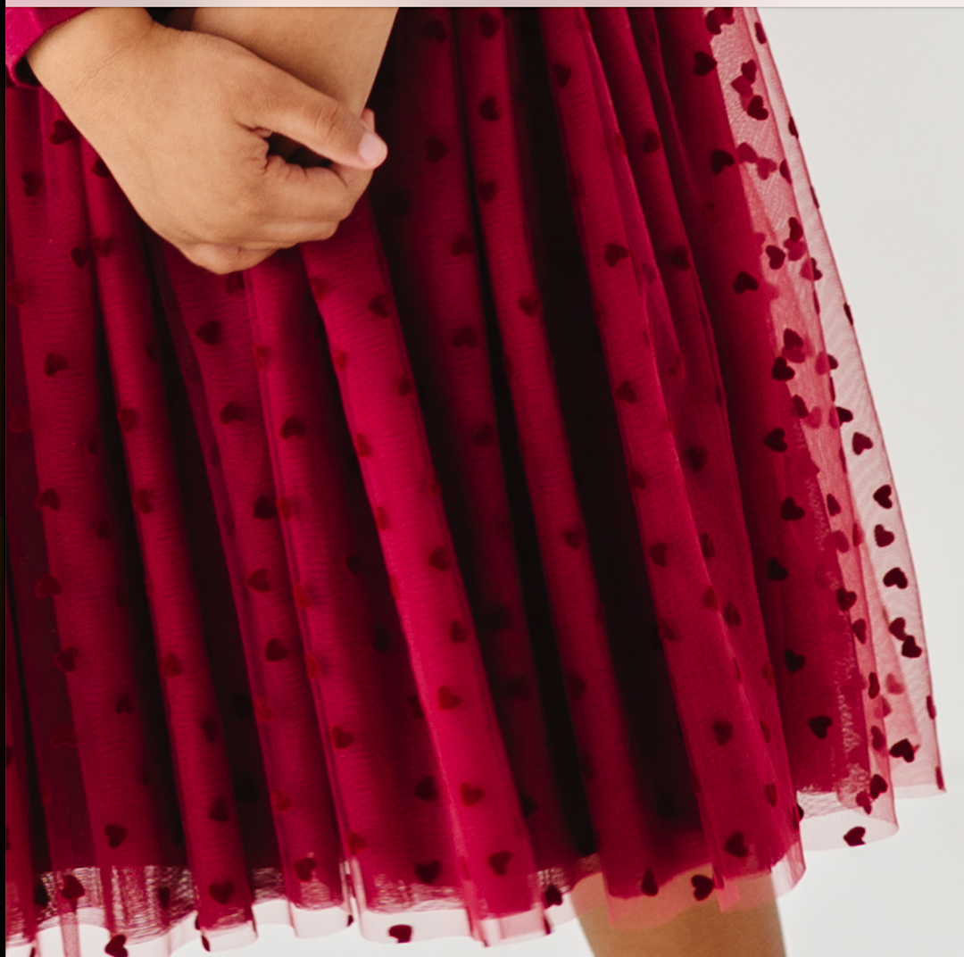 Velvet Heart Tulle Dress - Ruby